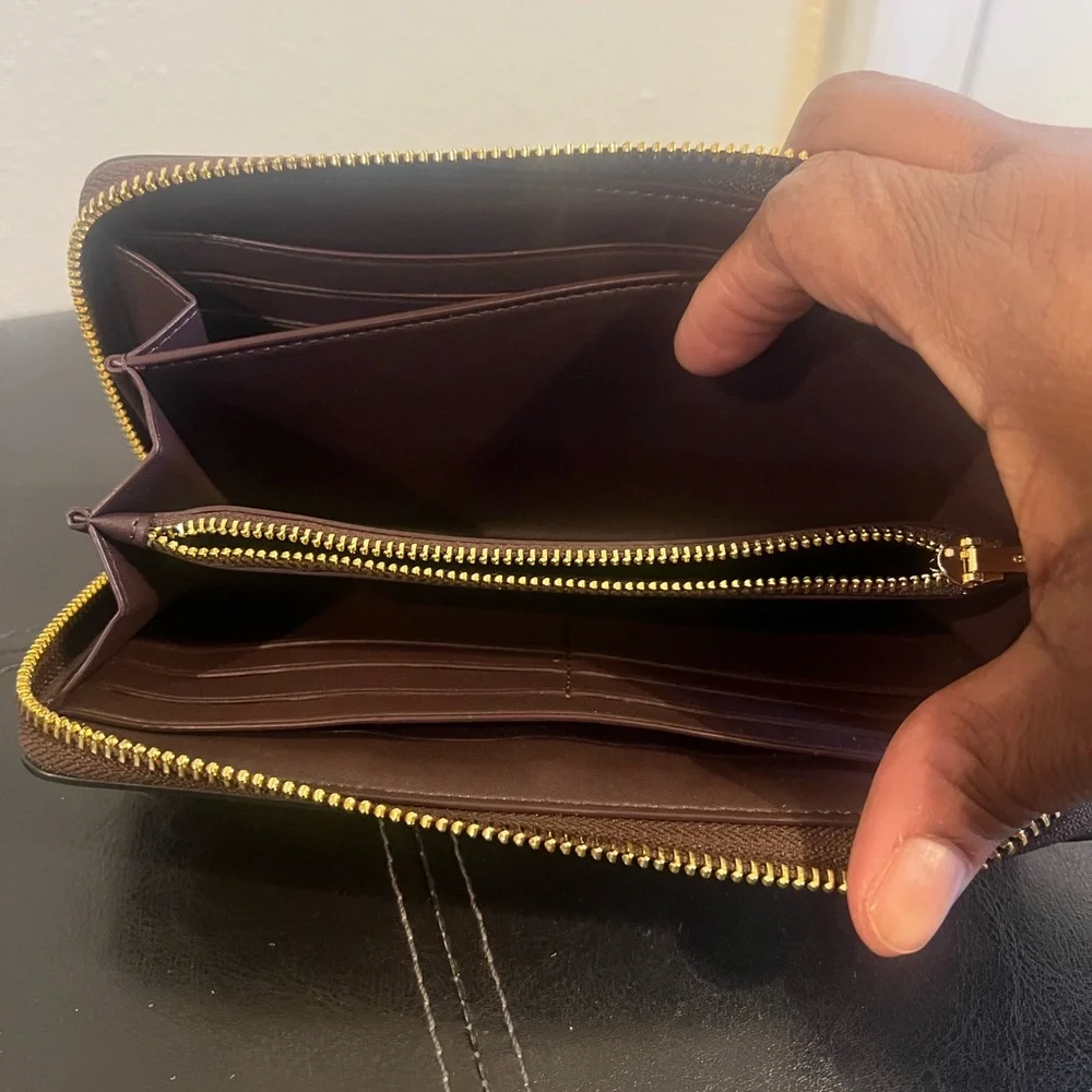 Coach Dark Brown Zip-Around Wallet - Picture 4 of 4